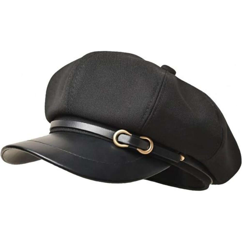 Womens Newsboy Cap Fashion PU Leather Cabbie Painter Hat Beret Cap